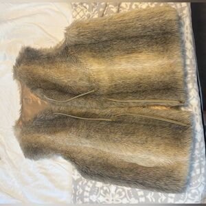 Faux Fur Vest in Taupe Brown - Women's Sleeveless Coat